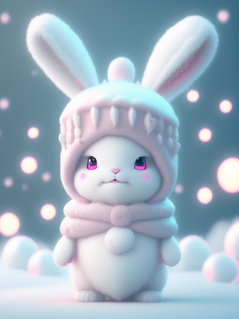 00084-161325876-Front view, 3D, in a winter season, small and cute anthropomorphic white rabbit cub, wearing a pink glowing fisherman's hat, wea.png